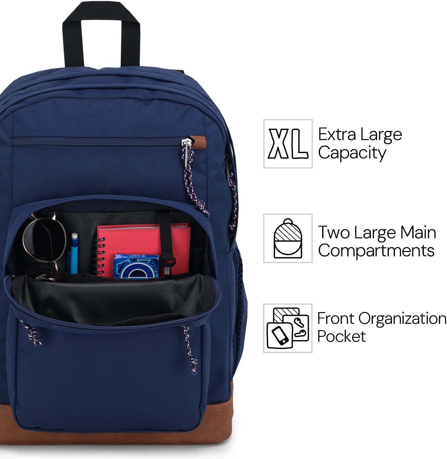 JanSport Cool Backpack, with 15-inch Laptop Sleeve - Large Computer Bag Rucksack with 2 Compartments, Ergonomic Straps, Black - Image 4